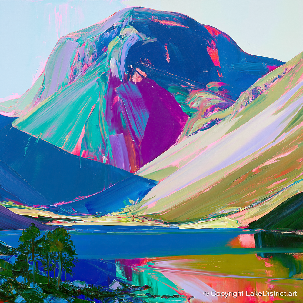 Vibrant Great Gable Valley Head - lake district fell art print and canvas by Julian Mercer A.I
