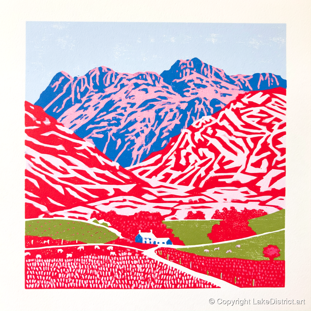 Vibrant Great Langdale Fells - lake district valley art print and canvas by Christopher Seaton A.I