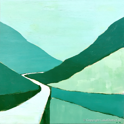 Vibrant Green Honister Pass - lake district valley art print and canvas by Sebastian Finch A.I