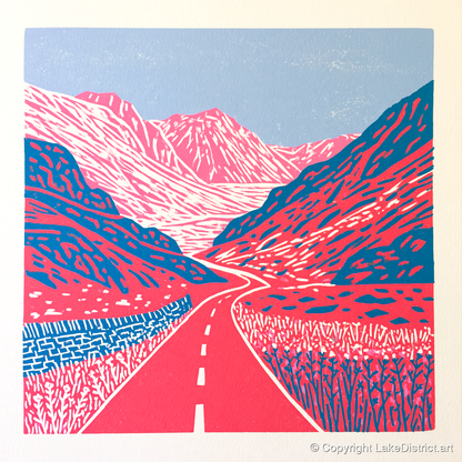Vibrant Honister Pass Road - lake district valley art print and canvas by Christopher Seaton A.I
