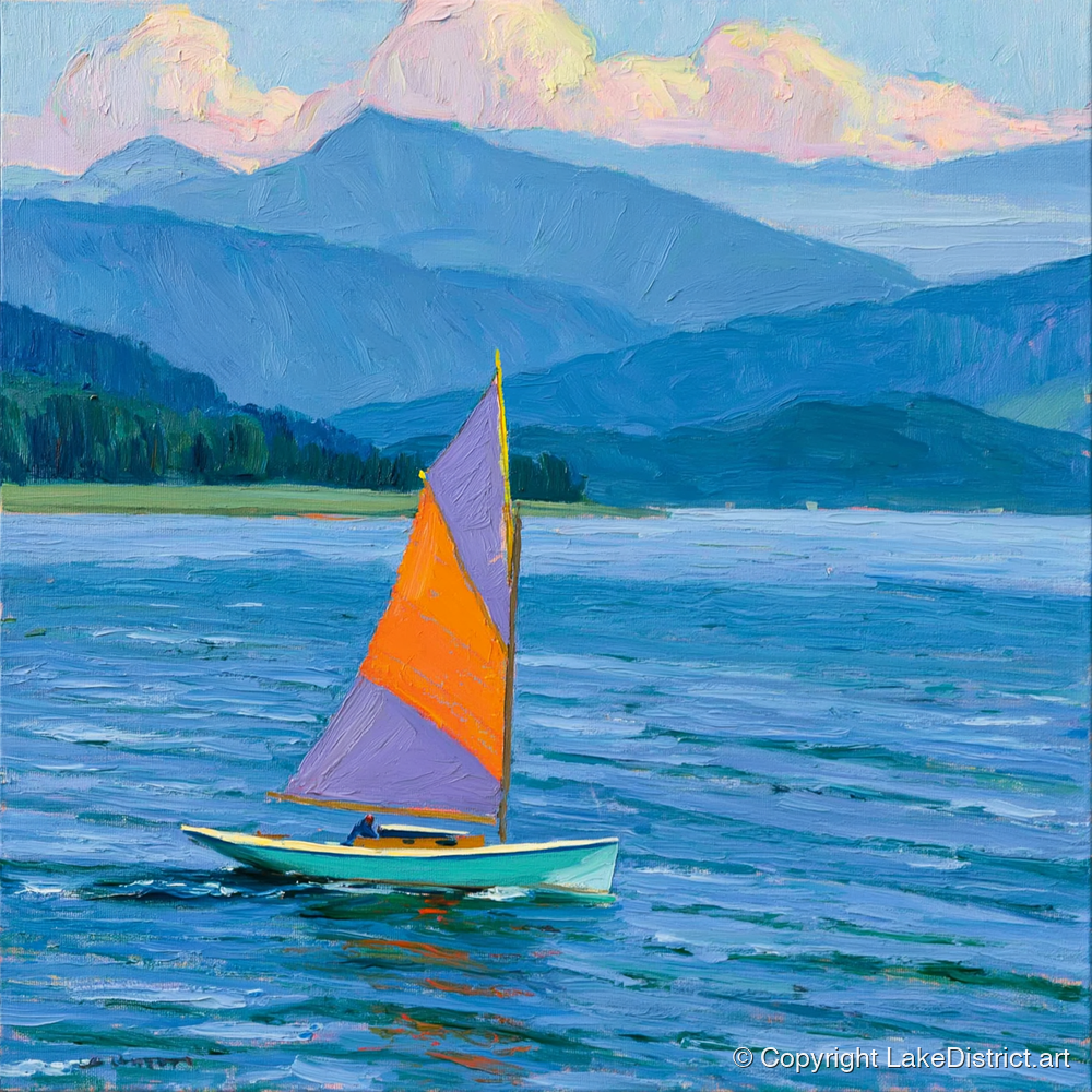 Vibrant Lake District Sailing - lake district walking art print and canvas by Marshall Davies A.I