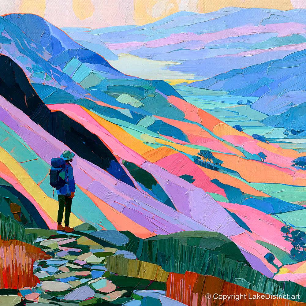 Vibrant Lake District Summit View - lake district fell art print and canvas by Sylvia Carmichael A.I