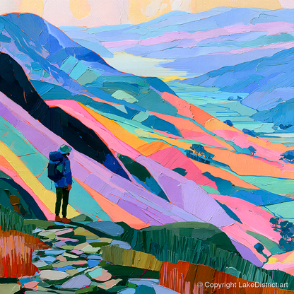 Vibrant Lake District Summit View - lake district fell art print and canvas by Sylvia Carmichael A.I