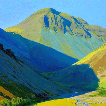 Vibrant Light on Great Gable - lake district fell art print and canvas by Daphne Morley A.I