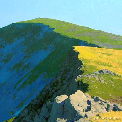 Vibrant Light on High Raise - lake district fell art print and canvas by Daphne Morley A.I