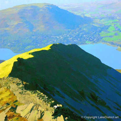 Vibrant Light on Low Pike - lake district fell art print and canvas by Daphne Morley A.I
