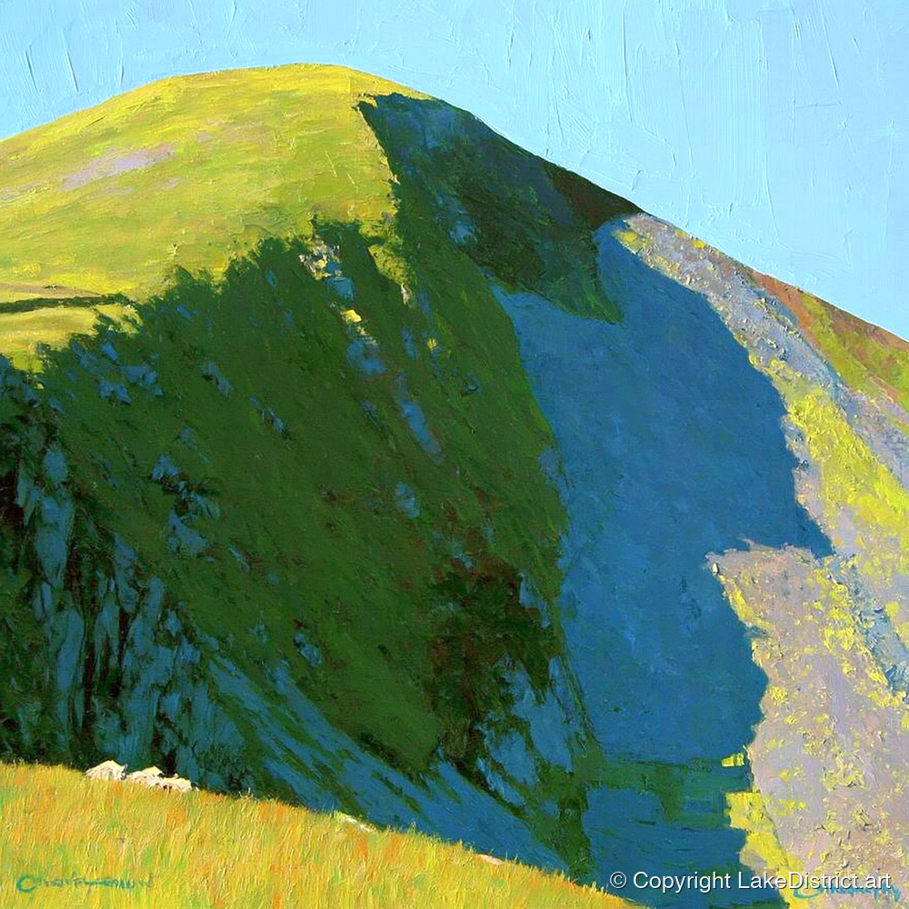 Vibrant Light on Sail Fell - lake district fell art print and canvas by Daphne Morley A.I
