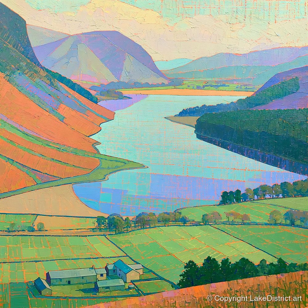 Vibrant Loweswater from Above - lake district lake art print and canvas by Victor Penrose A.I