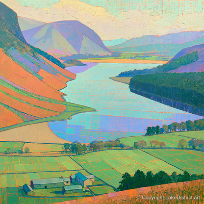 Vibrant Loweswater from Above - lake district lake art print and canvas by Victor Penrose A.I