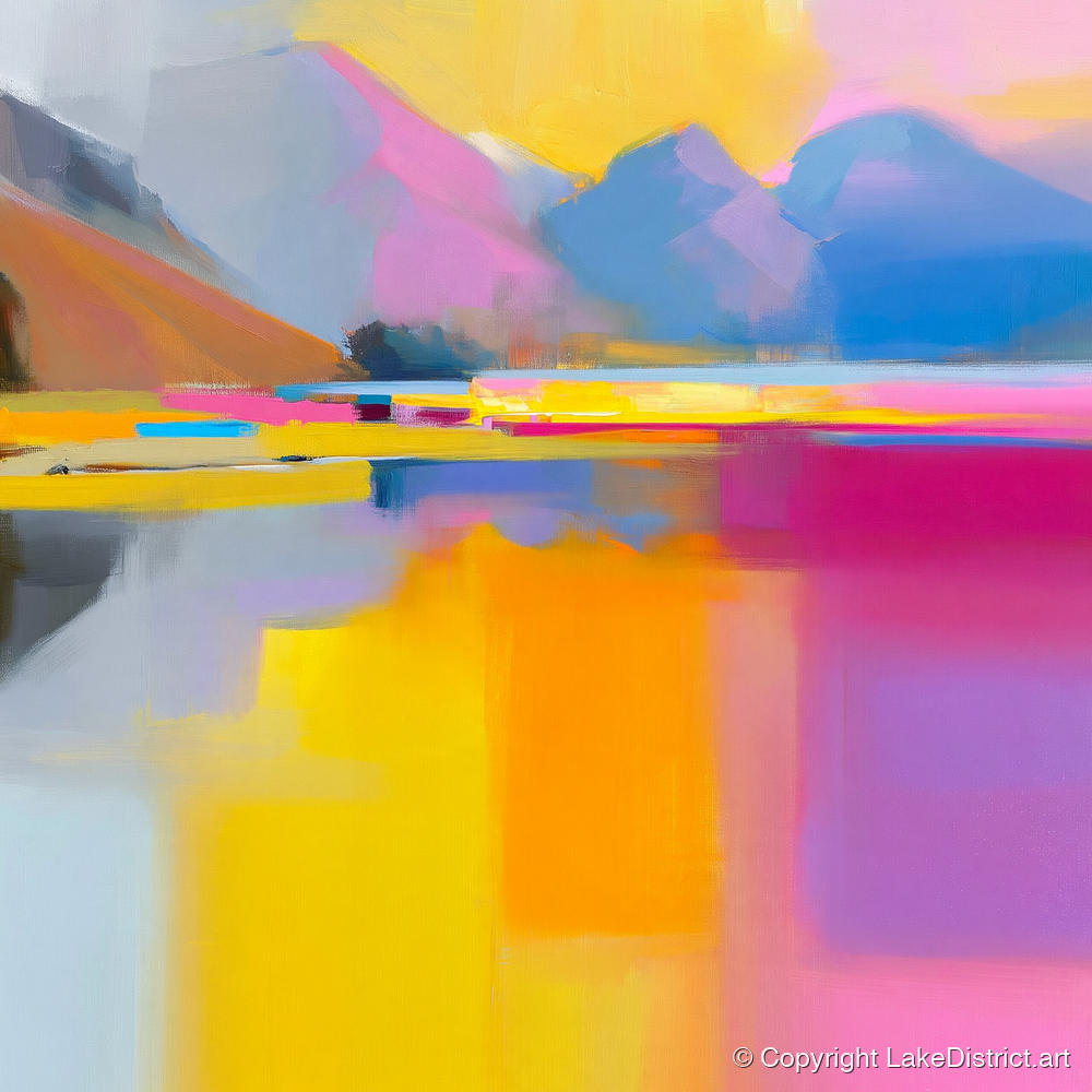 Vibrant Loweswater Reflections - lake district lake art print and canvas by Imogen Tate A.I