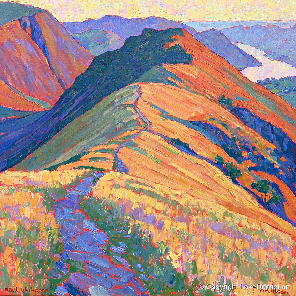 Vibrant Path on Beda Fell - lake district village art print and canvas by Celia Harding A.I