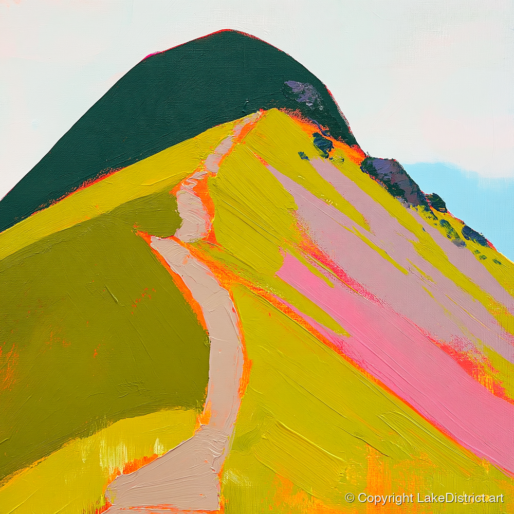 Vibrant Path Up Catbells - lake district fell art print and canvas by Genevieve Moore A.I