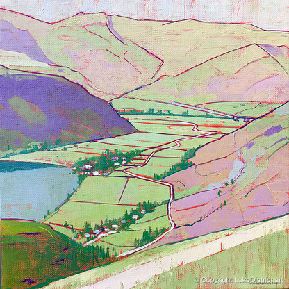 Vibrant Patterdale From Place Fell - lake district village art print and canvas by Cedric Montgomery A.I