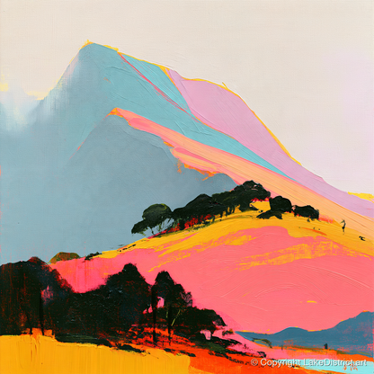 Vibrant Pink Mountain Ridge - lake district fell art print and canvas by Genevieve Moore A.I