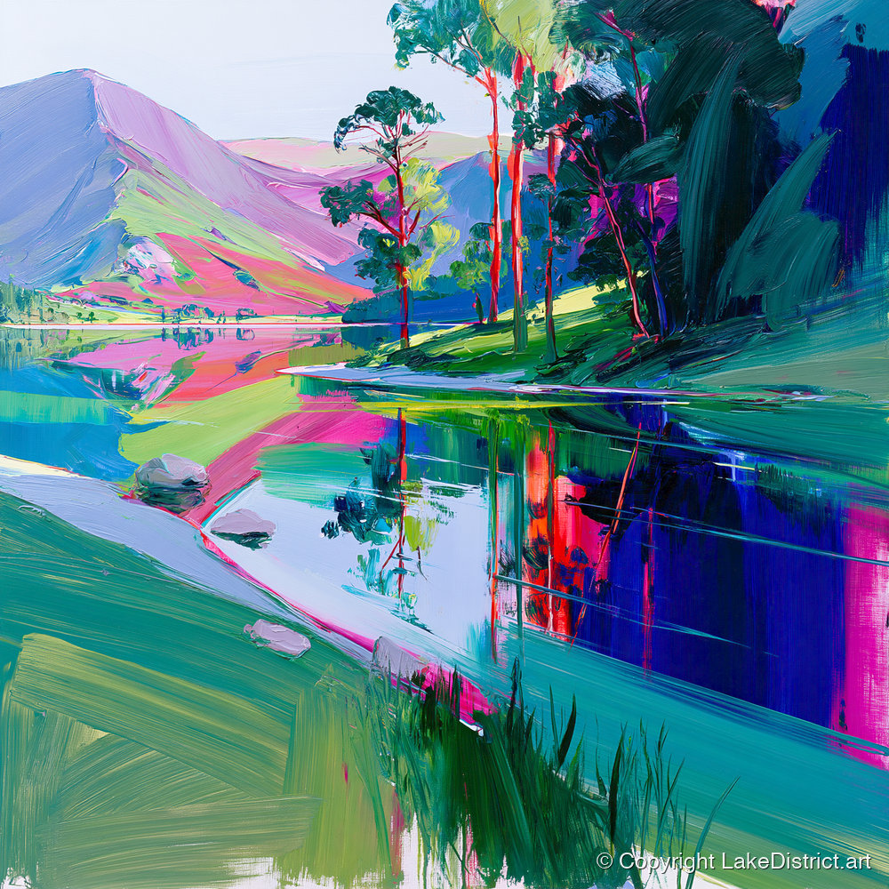 Vibrant Reflections at Buttermere - lake district lake art print and canvas by Julian Mercer A.I