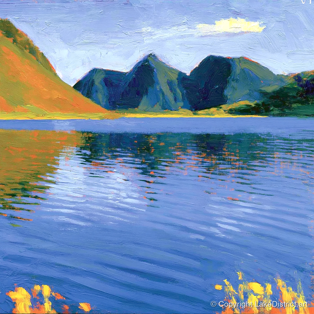 Vibrant Reflections on Loweswater - lake district lake art print and canvas by Hugo Beckett A.I