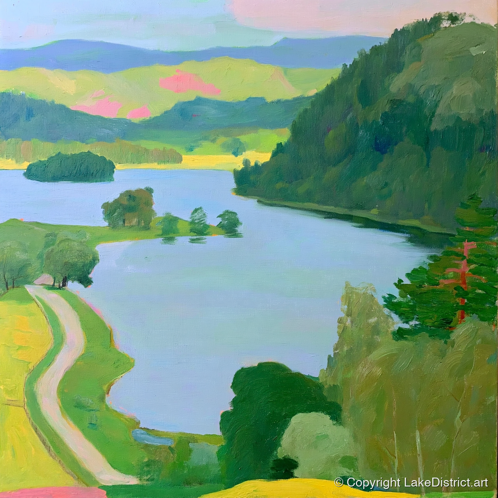 Vibrant Rydal Water Lakeside Path - lake district lake art print and canvas by Vivienne Roth A.I