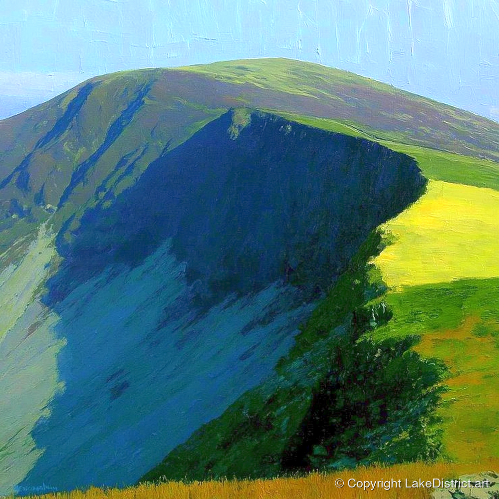 Vibrant Shadows on Bakestall Fell - lake district fell art print and canvas by Daphne Morley A.I