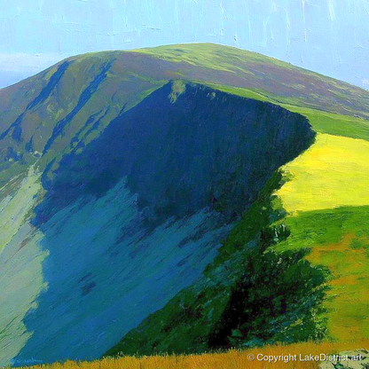 Vibrant Shadows on Bakestall Fell - lake district fell art print and canvas by Daphne Morley A.I