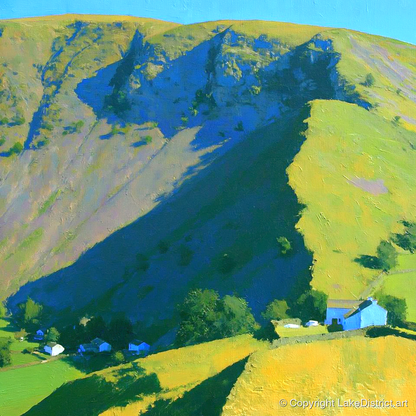 Vibrant Shadows on Bonscale Pike - lake district fell art print and canvas by Daphne Morley A.I