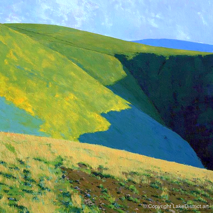 Vibrant Slopes of Meal Fell - lake district fell art print and canvas by Daphne Morley A.I