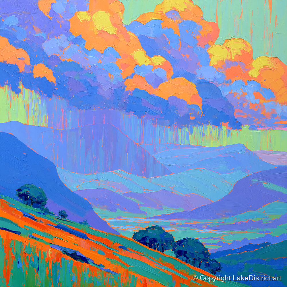 Vibrant Storm Clouds Over Fells - lake district sky art print and canvas by Jonathan Crawford A.I