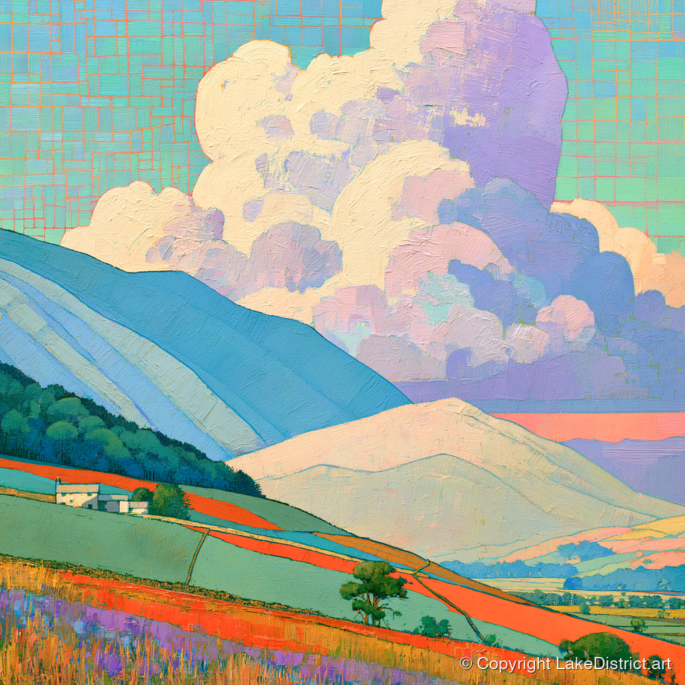 Vibrant Storm Clouds Over Fells - lake district sky art print and canvas by Victor Penrose A.I