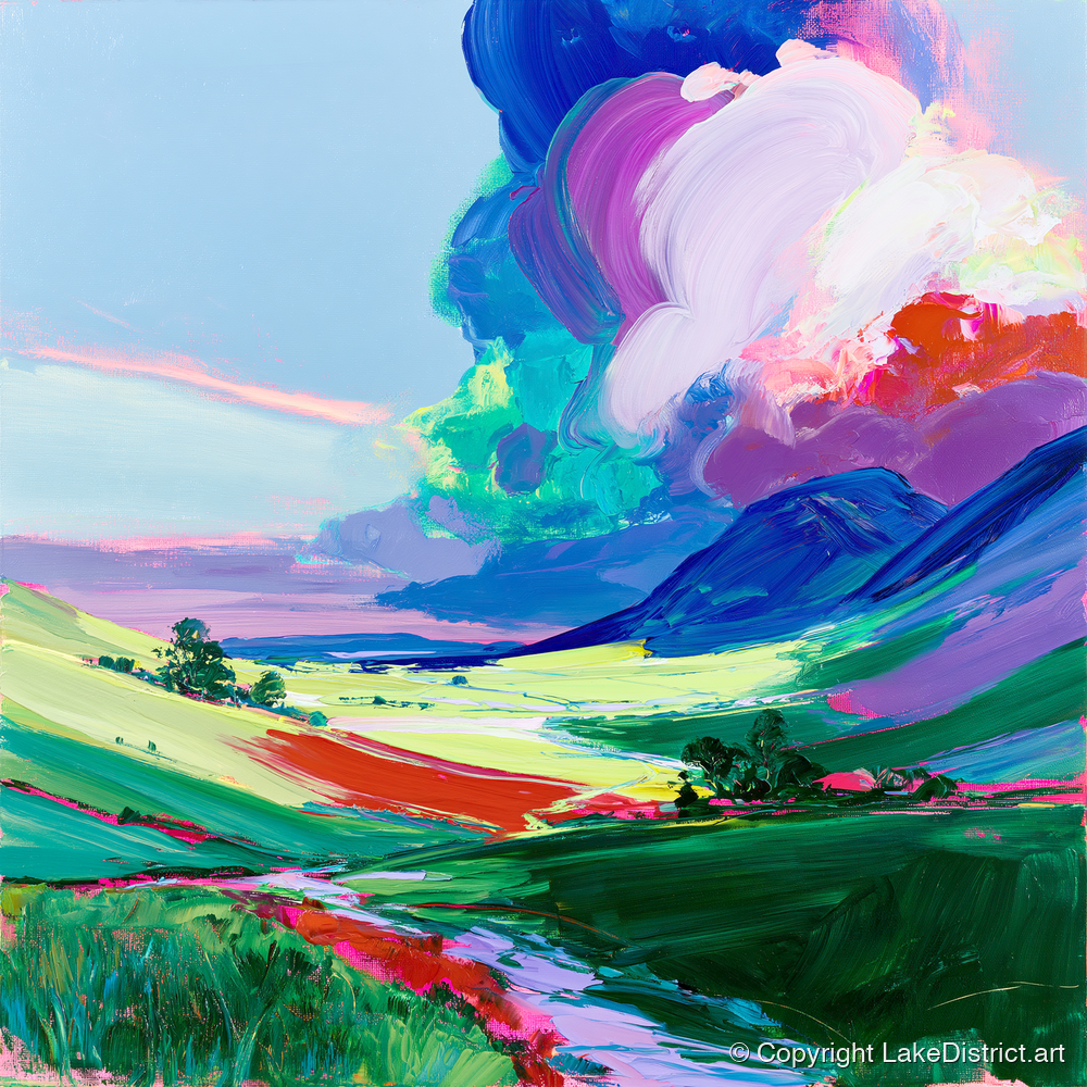 Vibrant Storm Over The Fells - lake district sky art print and canvas by Julian Mercer A.I