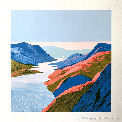 Vibrant Summit View Over the Lake - lake district fell art print and canvas by William Parrish A.I