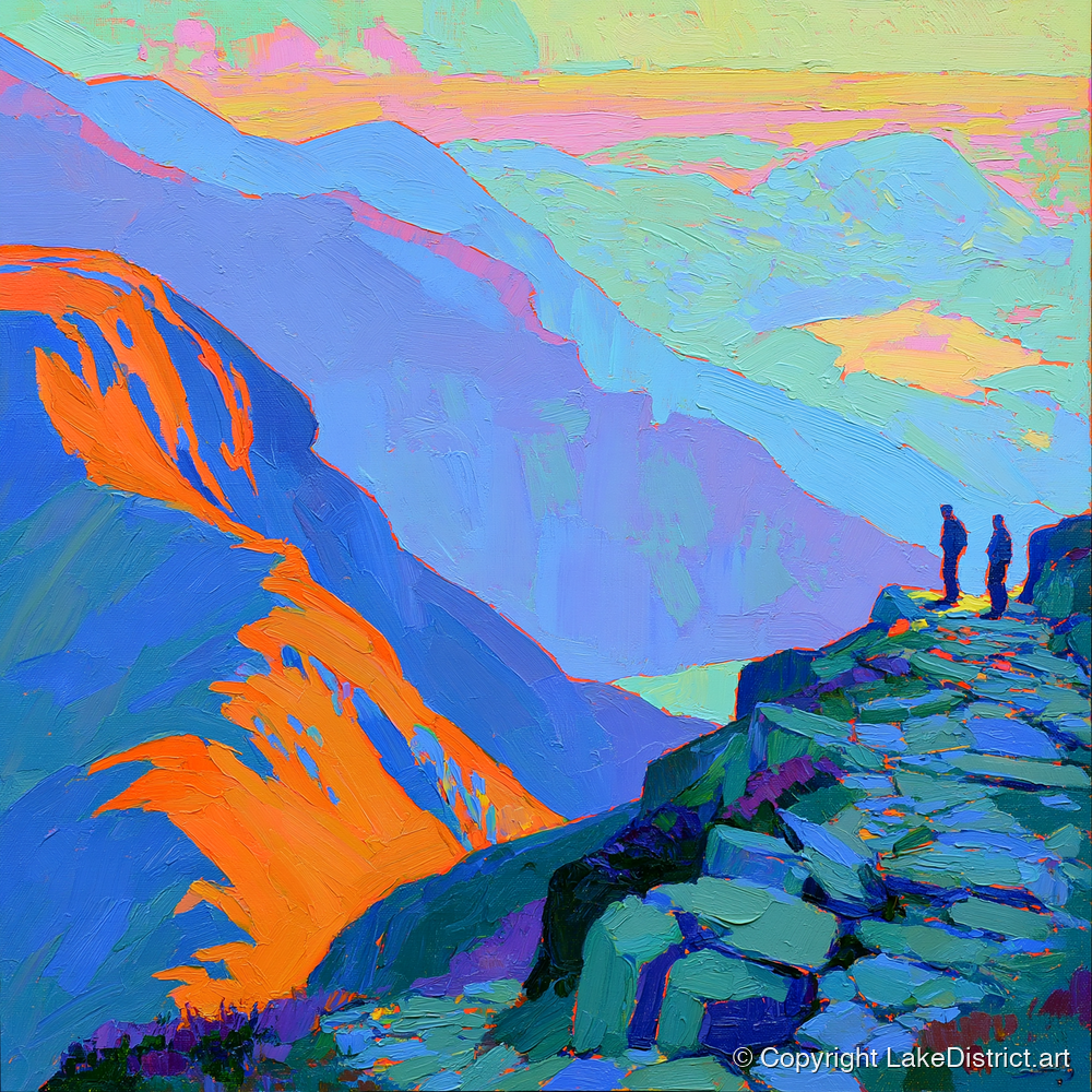 Vibrant Sunlight on the Summit - lake district fell art print and canvas by Jonathan Crawford A.I