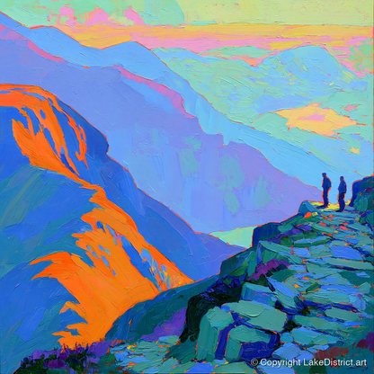Vibrant Sunlight on the Summit - lake district fell art print and canvas by Jonathan Crawford A.I