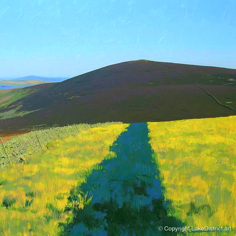 Vibrant Track To Great Calva - lake district fell art print and canvas by Daphne Morley A.I