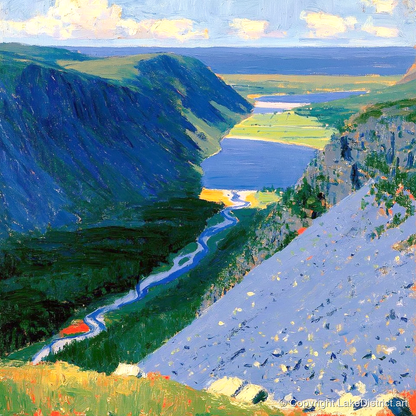 Vibrant Valley from Great Gable - lake district fell art print and canvas by Hugo Beckett A.I