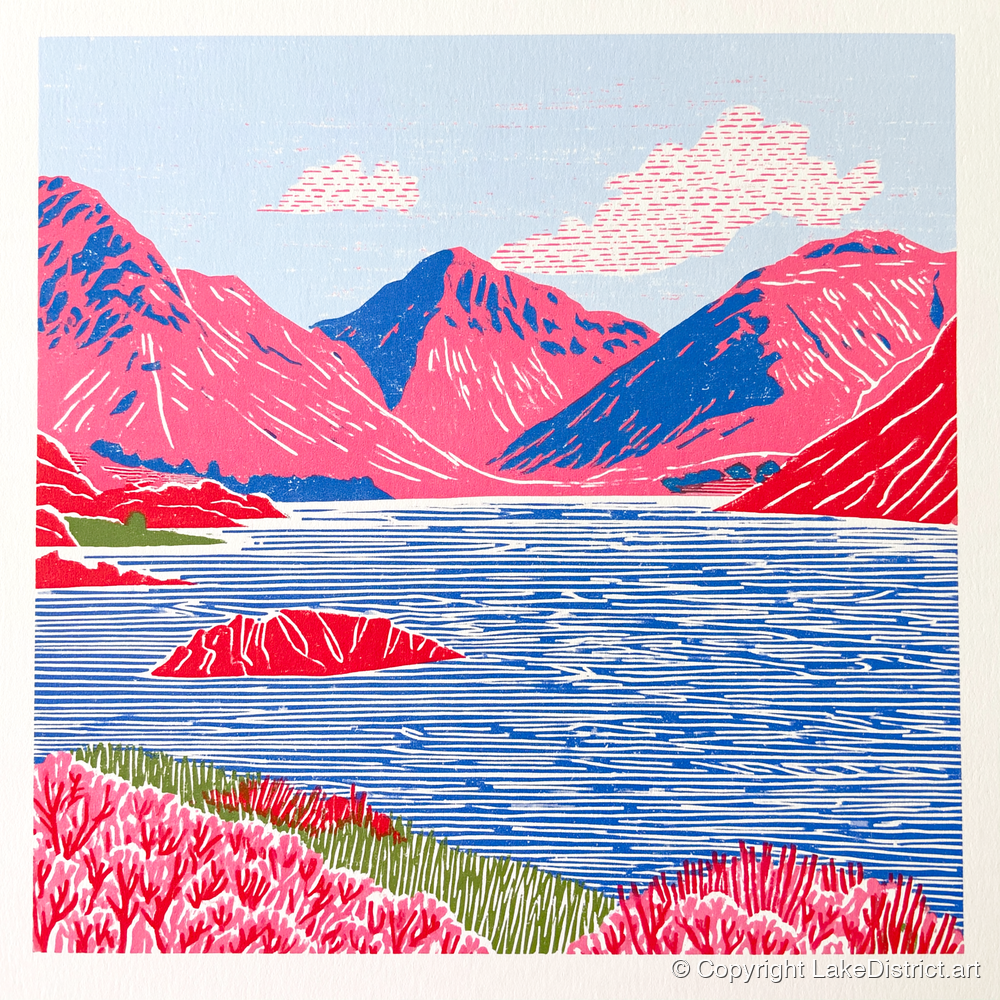 Vibrant Wasdale Fells and Lake - lake district valley art print and canvas by Christopher Seaton A.I