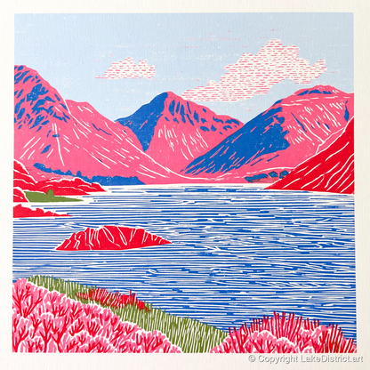 Vibrant Wasdale Fells and Lake - lake district valley art print and canvas by Christopher Seaton A.I