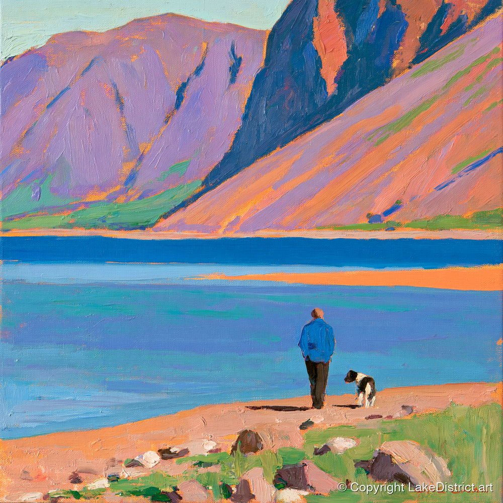 Vibrant Wast Water Dog Walk - gifts for dog walkers art print and canvas by Marshall Davies A.I