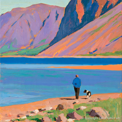 Vibrant Wast Water Dog Walk - gifts for dog walkers art print and canvas by Marshall Davies A.I