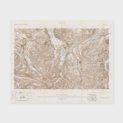Old Map of Keswick by Ordnance Survey, 1904 – Derwentwater, Buttermere & Helvellyn, unframed old map print