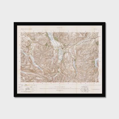 Old Map of Keswick by Ordnance Survey, 1904 – Derwentwater, Buttermere & Helvellyn, old map print in a black frame