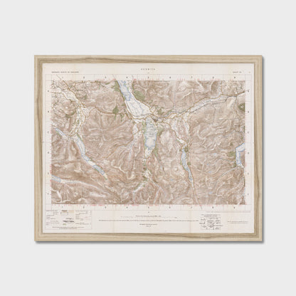 Old Map of Keswick by Ordnance Survey, 1904 – Derwentwater, Buttermere & Helvellyn, old map print in a natural frame