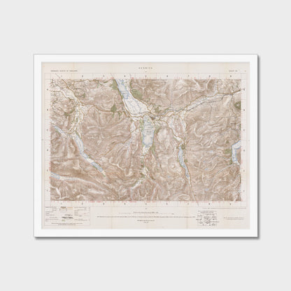 Old Map of Keswick by Ordnance Survey, 1904 – Derwentwater, Buttermere & Helvellyn, old map print in a white frame