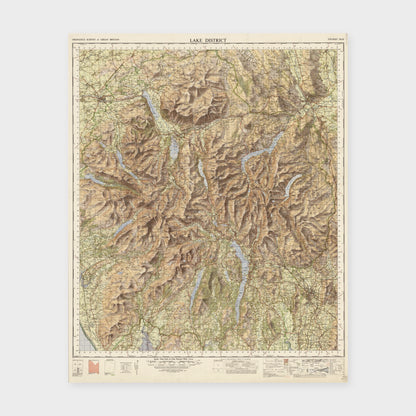 Old Map of the Lake District by Ordnance Survey, 1966 – Scafell Pike, Windermere & Keswick, unframed old map print