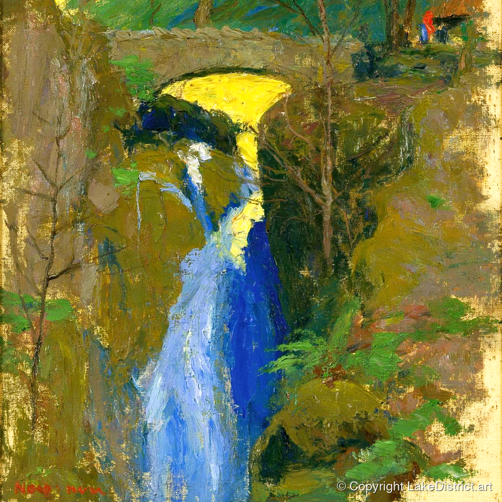 Vivid Blue Cascade at Aira Force - lake district waterfall art print and canvas by Roland Ashbourne A.I