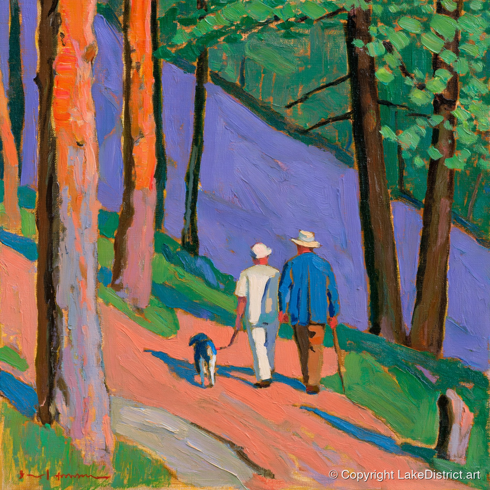 Vivid Dog Walkers Aira Force - gifts for dog walkers art print and canvas by Marshall Davies A.I