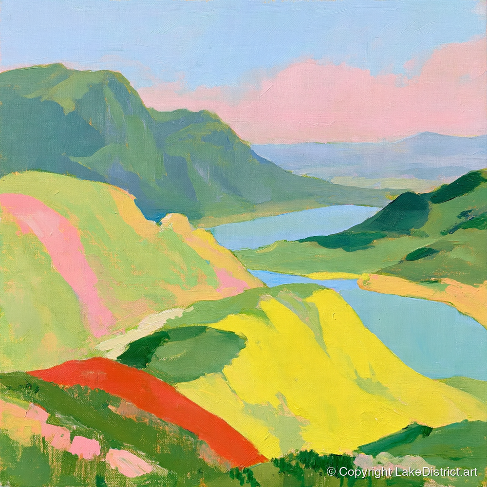 Vivid Fells from the Summit - lake district fell art print and canvas by Vivienne Roth A.I