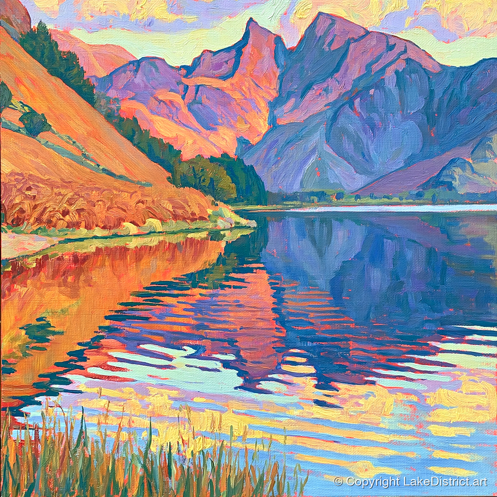 Vivid Fells of Loweswater - lake district lake art print and canvas by Celia Harding A.I