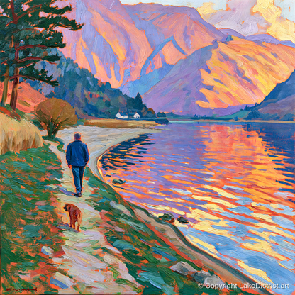 Vivid Glenridding Dog Walk - gifts for dog walkers art print and canvas by Celia Harding A.I