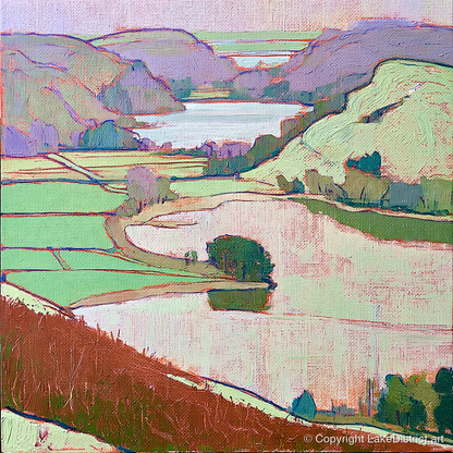 Vivid Grasmere Above Red Bracken - lake district lake art print and canvas by Cedric Montgomery A.I