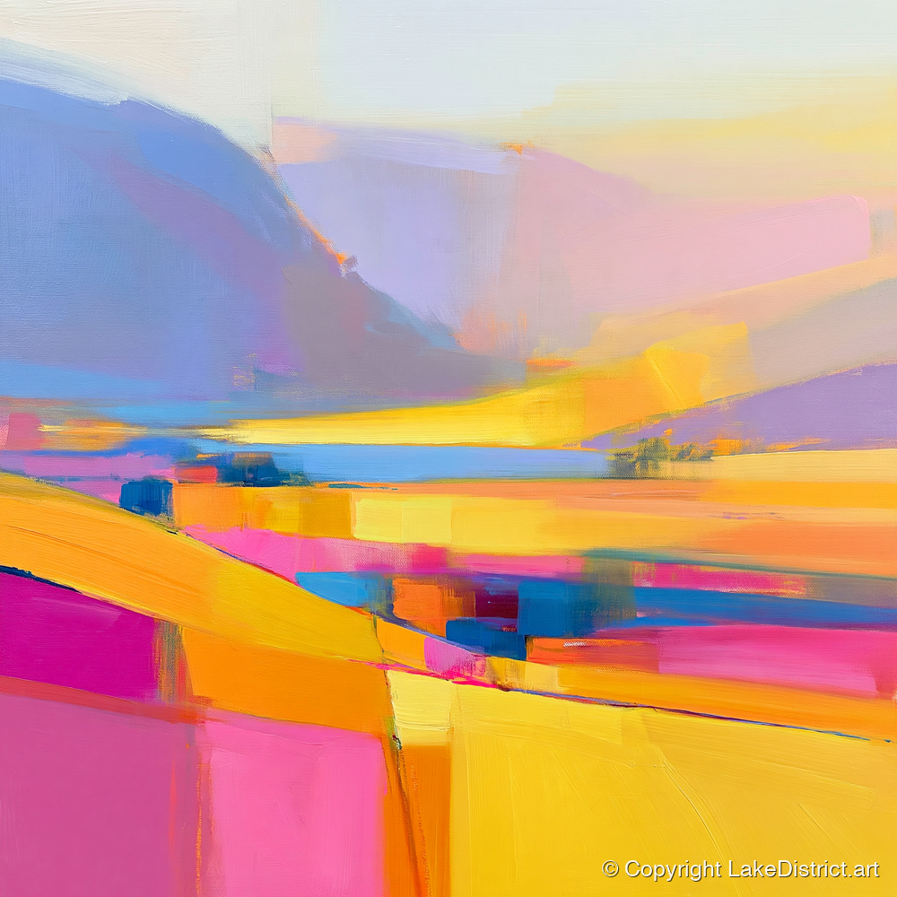 Vivid Lake District Dale Fields - lake district valley art print and canvas by Imogen Tate A.I