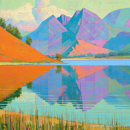 Vivid Loweswater Lake Reflection - lake district lake art print and canvas by Victor Penrose A.I